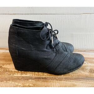 TOMS Kala Grey Ankle Wedge Booties Boots Size 11